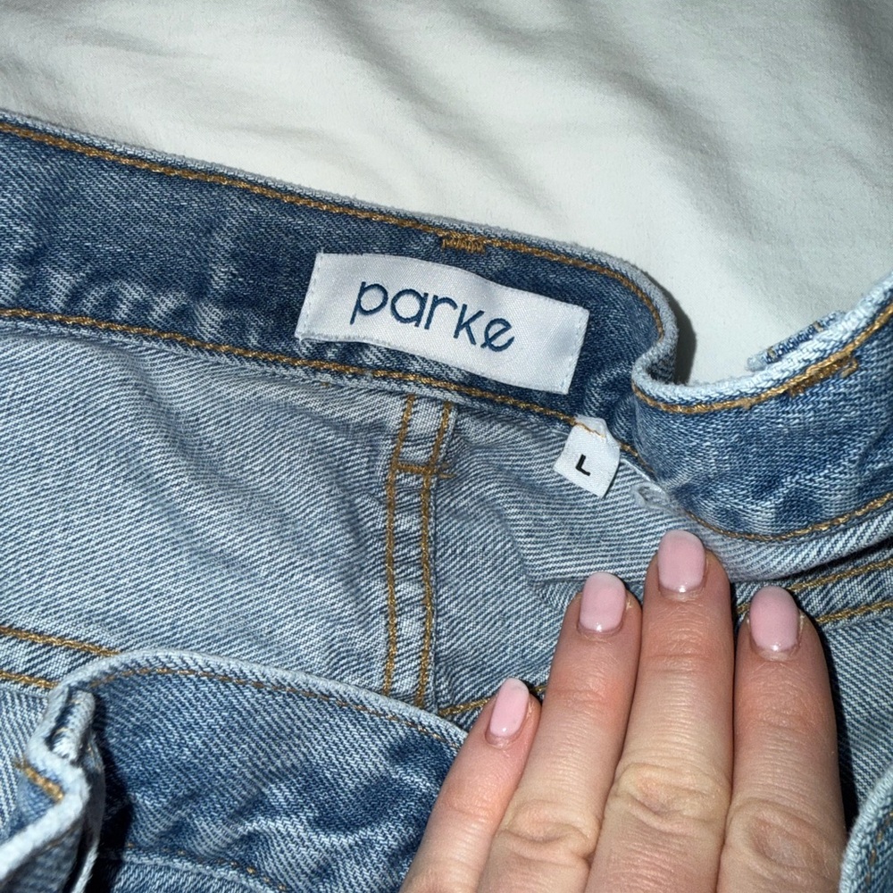 Parke crossed over denim shorts